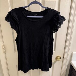 Ann Taylor Black Eyelet Sleeve Blouse